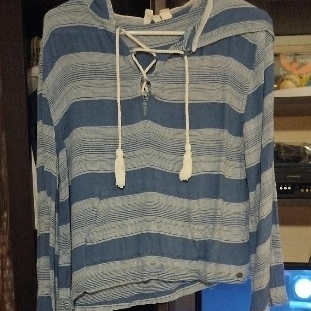 Roxy Blue and White Striped Hoodie